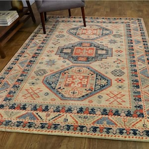 Canan Ivory 5 ft. x 7 ft. Medallion Area Rug