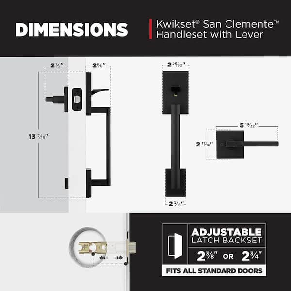 New Kwikset San Clemente Matte Black Door Handleset with Halifax Square Door Lever with Microban Antimicrobial Technology New Kwikset San Clemente Matte Black Door Handleset with Halifax Square Door Lever with Microban Antimicrobial Technology