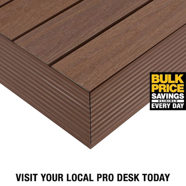 1/6 ft. x 1 ft. Quick Deck Composite Deck Tile Outside Corner Fascia in Brazilian Ipe (2-Pieces/Box)