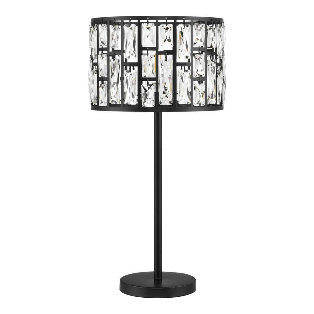 Hampton Bay Rimgate 15.5 in. 1-Light Black Lantern Indoor Table Lamp with Clear Glass Shade