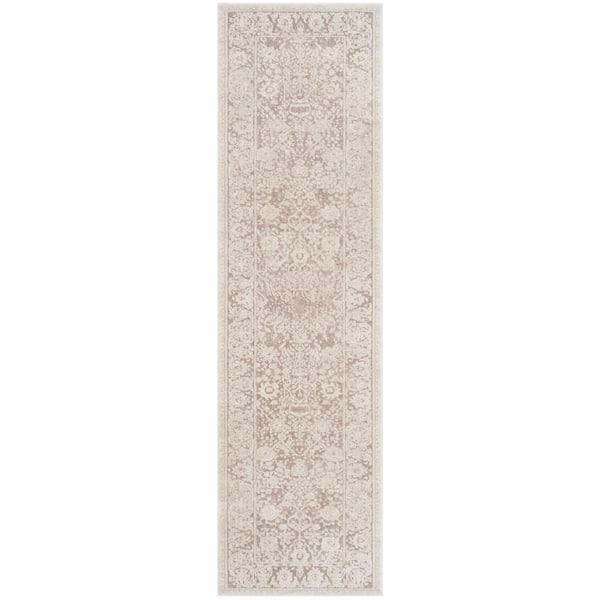 SAFAVIEH Reflection Beige/Cream 2 ft. x 8 ft. Border Distressed Runner Rug
