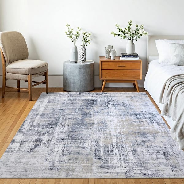 Machine Washable Paisley Misty Echo Kitchen/Bedroom/Living Room 5 ft. x 7 ft. Indoor Area Rug