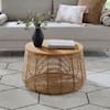 Pala 28 in. Natural Rattan Round Coffee Table with Removeable Top for Storage