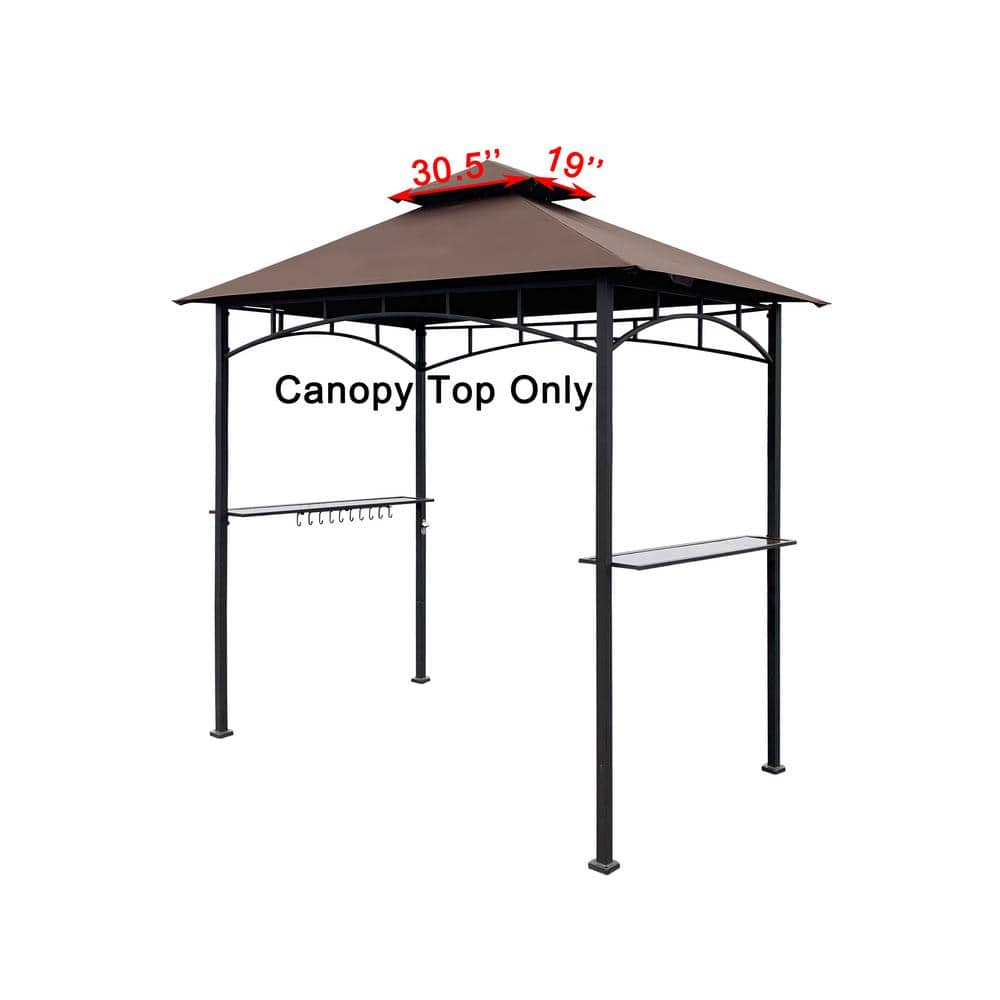 Brown Polyester Double Tiered Canopy Grill BBQ Gazebo Top
