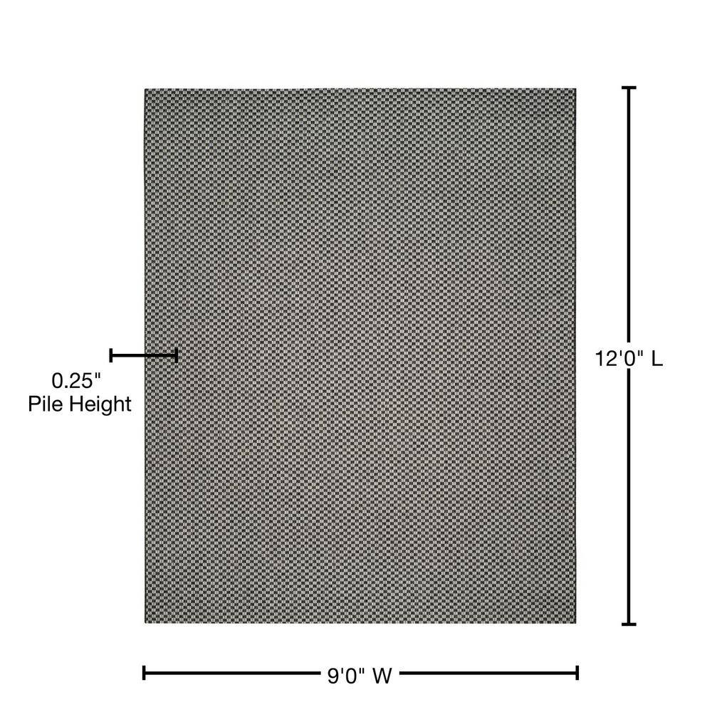 Reversible Black and Light Grey Synthetic 9' x 12' Area Rug