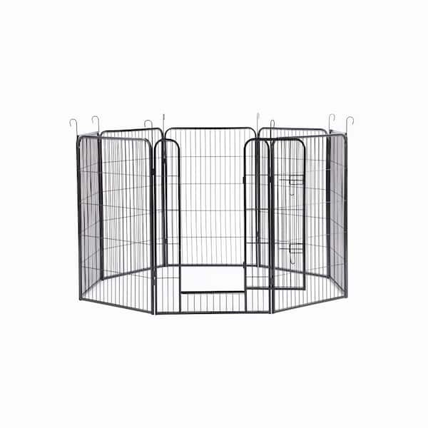 Large Outdoor Metal Puppy Dog Run Fence-8 Panels Iron Pet Dog Playpen