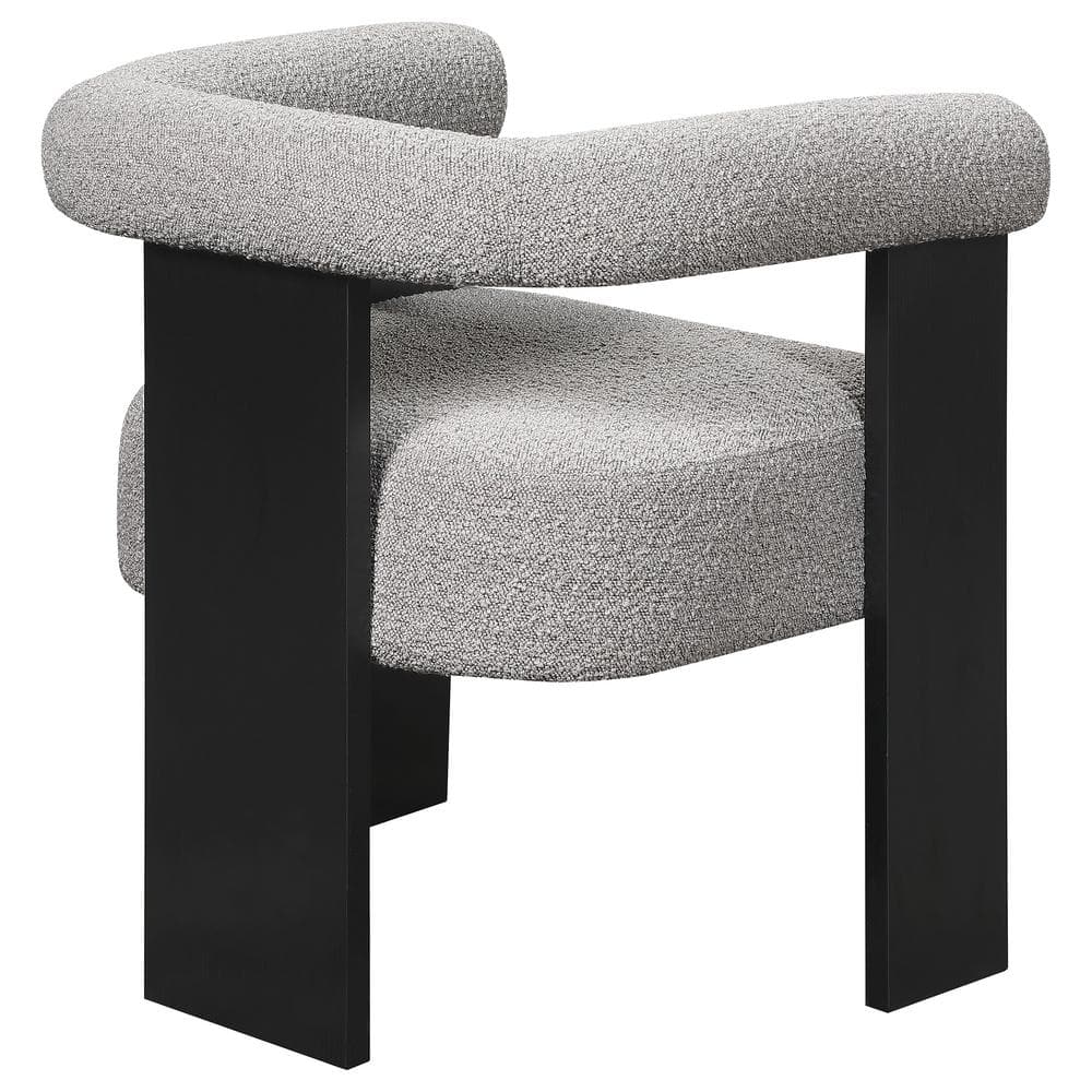 Gray Bouclé Upholstered Accent Chair with Black Wood Frame