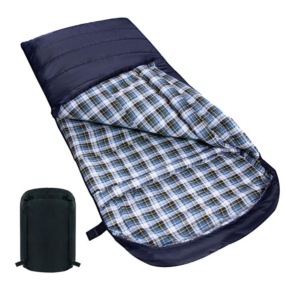 hcman Navy Blue Right Zip Cotton 0°F Cold Weather Single Sleeping