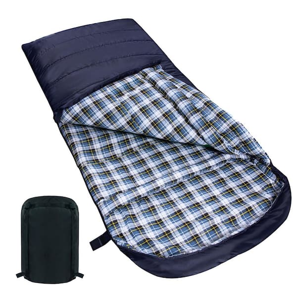 hcman Navy Blue Right Zip Cotton 0°F Cold Weather Single Sleeping
