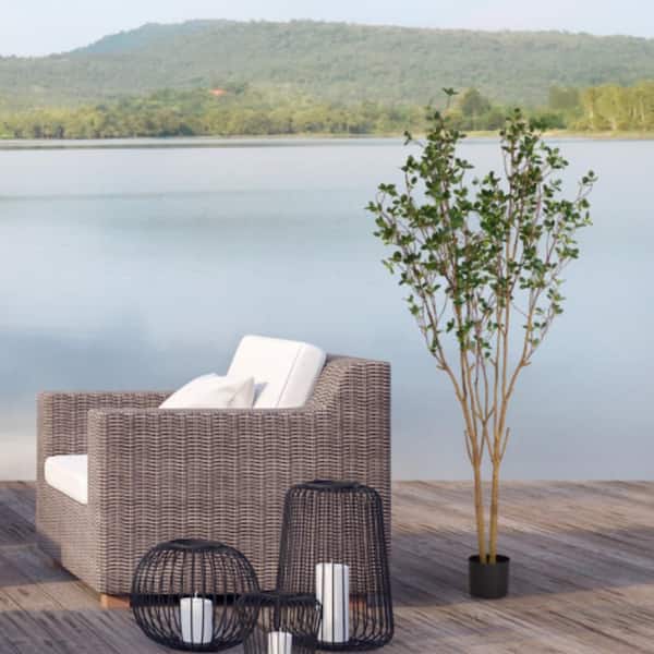 Evergreen 5. 2 ft. Indoor Artificial Evergreen Tree Graceful Shape Topiary in Sturdy Pot 1-Pack