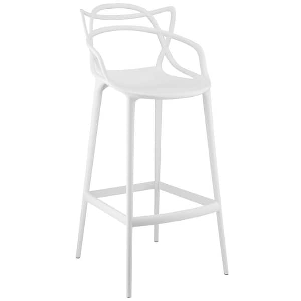 MODWAY Entangled 30.5 in. White Bar Stool