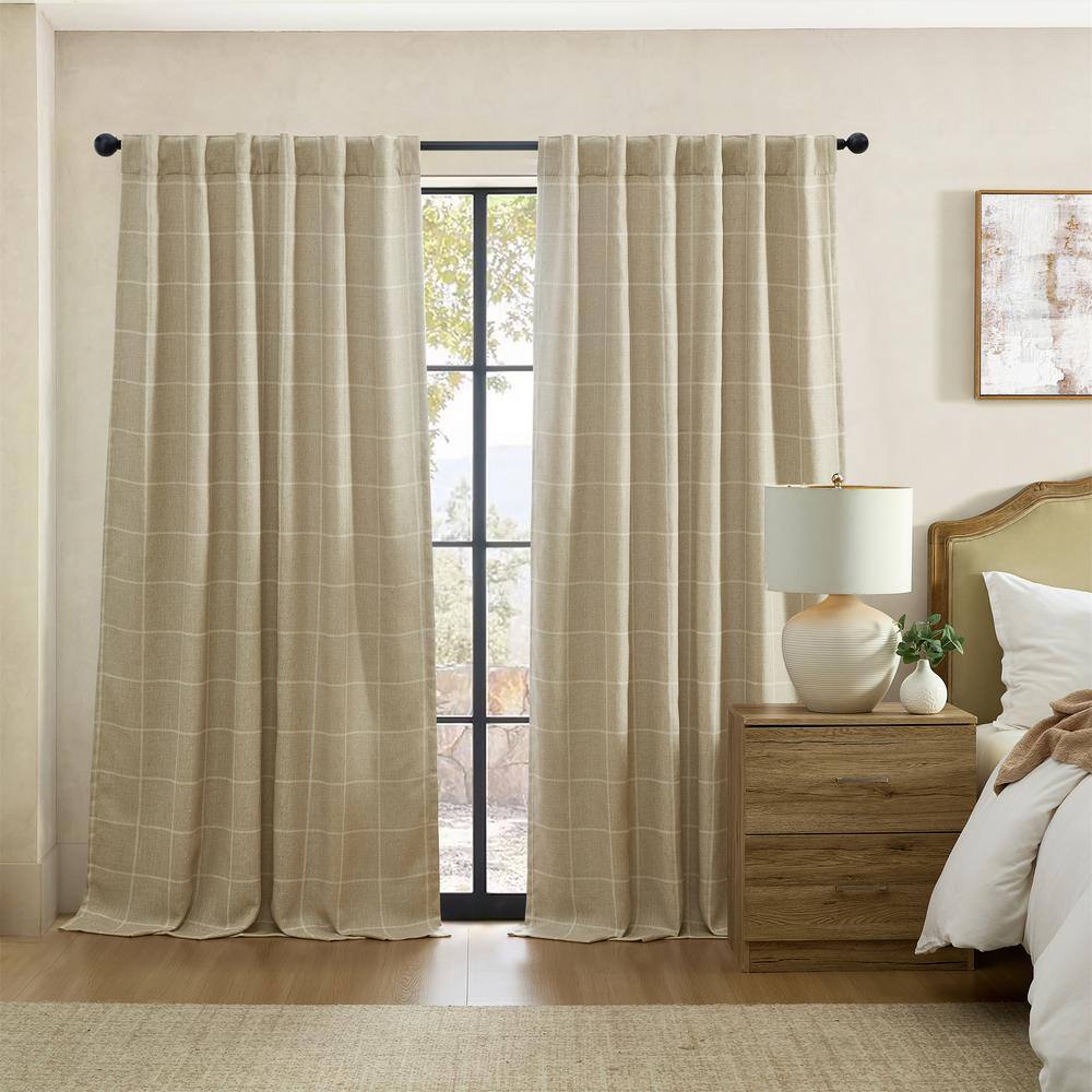 Sawyer Sand Polyester Windowpane Plaid 52 in. W x 84 in. L Rod Pocket/Back Tab Indoor Blackout Curtain (Single Panel) price history on PriceWatchPro
