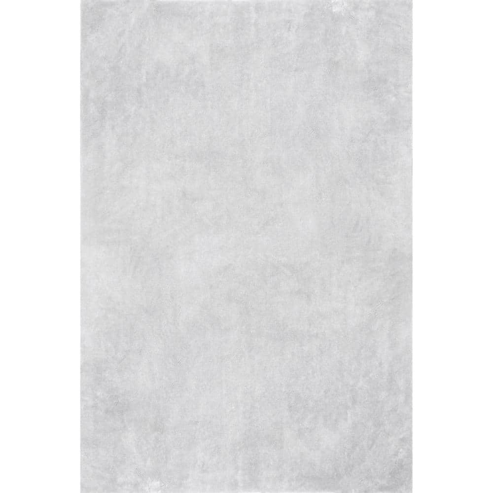 Light Gray Washable Non-Slip Shag Area Rug 3' x 5'