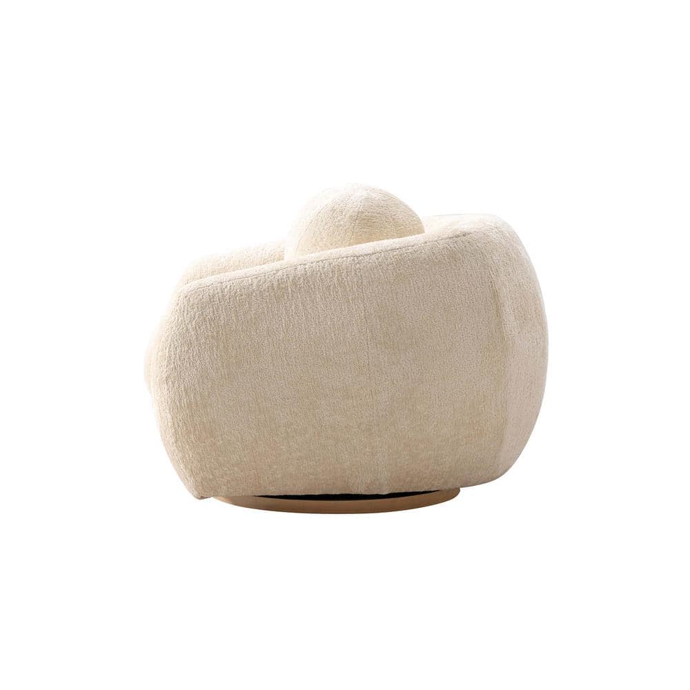 Tribeca Cream Chenille Swivel Accent Chairs with Birch Wood Base