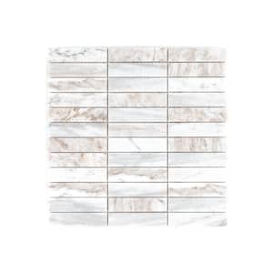 Calico Stack Cream 12 in. x 12 in. Rectangle Polished Marble Wall and Floor Mosaic Tile (15 sq. ft./Case)