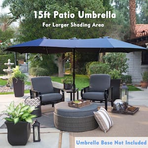 15 ft. Market No Weights Patio Umbrella 2-Side in Blue