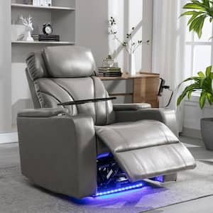 Power Motion Recliner with USB Charging Port and Hidden Arm Storage, Convenient Cup Holder Design and Stereo, Gray