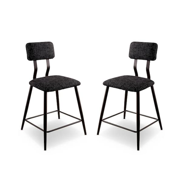 Furniture of America Locust Sand Black and Black Counter Height Chairs (Set of 2)