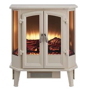 25 in. 1000 sq. ft. Cream 5-Sided Infrared Electric Stove