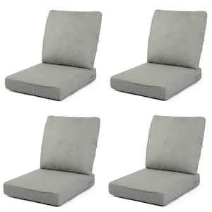 24 in. x 24 in. 4-Pieces Outdoor Dining Chair Cushion with Back in Light Gray