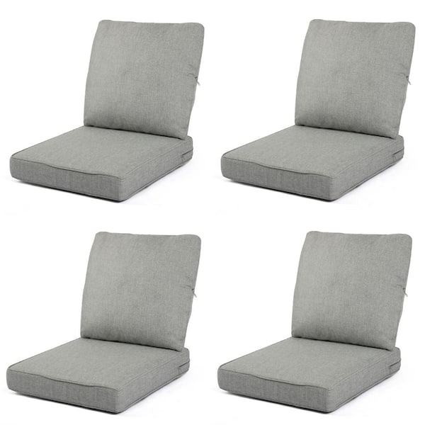 Zeus & Ruta 24 in. x 24 in. 4-Pieces Outdoor Dining Chair Cushion with Back in Light Gray