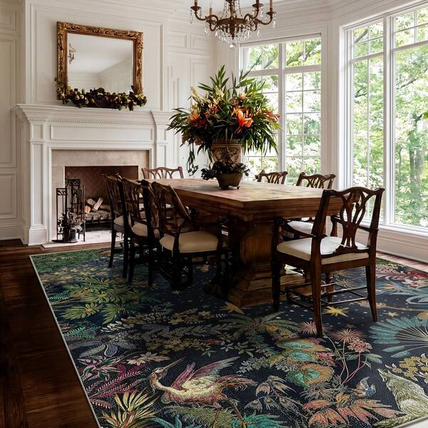 Bohemian 9 ft. x 12 ft. Distressed Black Soft Area Rug