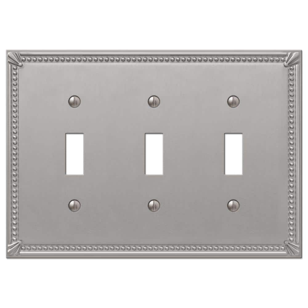 Amerelle Brushed Nickel 3-Gang Metal Toggle Wall Plate