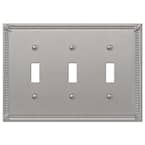 Imperial Bead 3 Gang Toggle Metal Wall Plate - Brushed Nickel