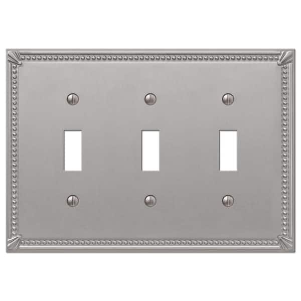 AMERELLE Rhodes 3 Gang Toggle Metal Wall Plate - Brushed Nickel