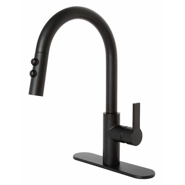 Premier Beck Single-Handle Pull-Down Sprayer Kitchen Faucet in Matte Black Finish