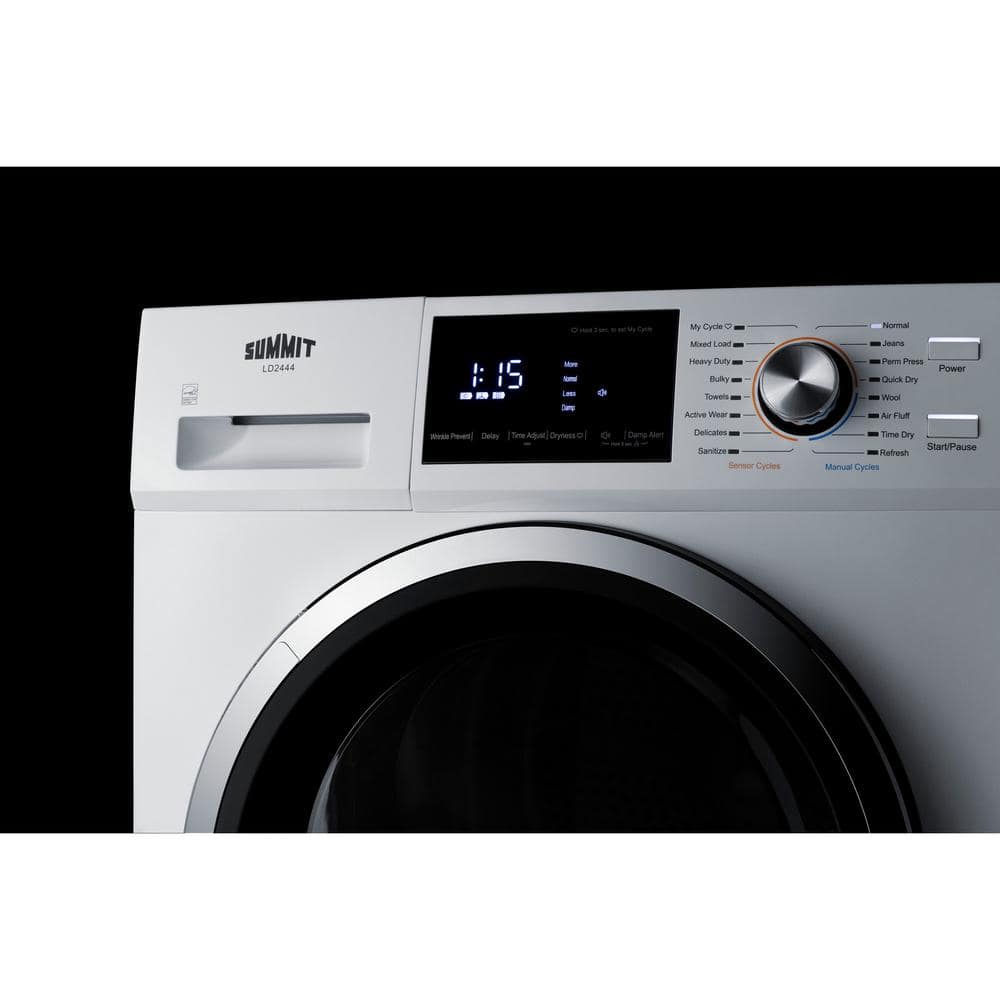 Summit 4.4 Cu. Ft. White Stackable Electric Dryer with Moisture Sensing