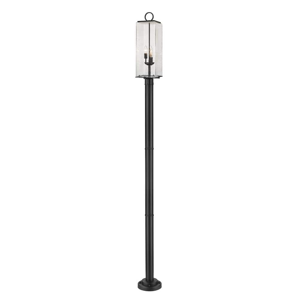 Sana 3-Light Black Aluminum Hardwired Outdoor Weather Resistant Post ...