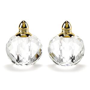Handmade Lead Free Crystal Pair Salt and Pepper Clear Zendra Gold Tall