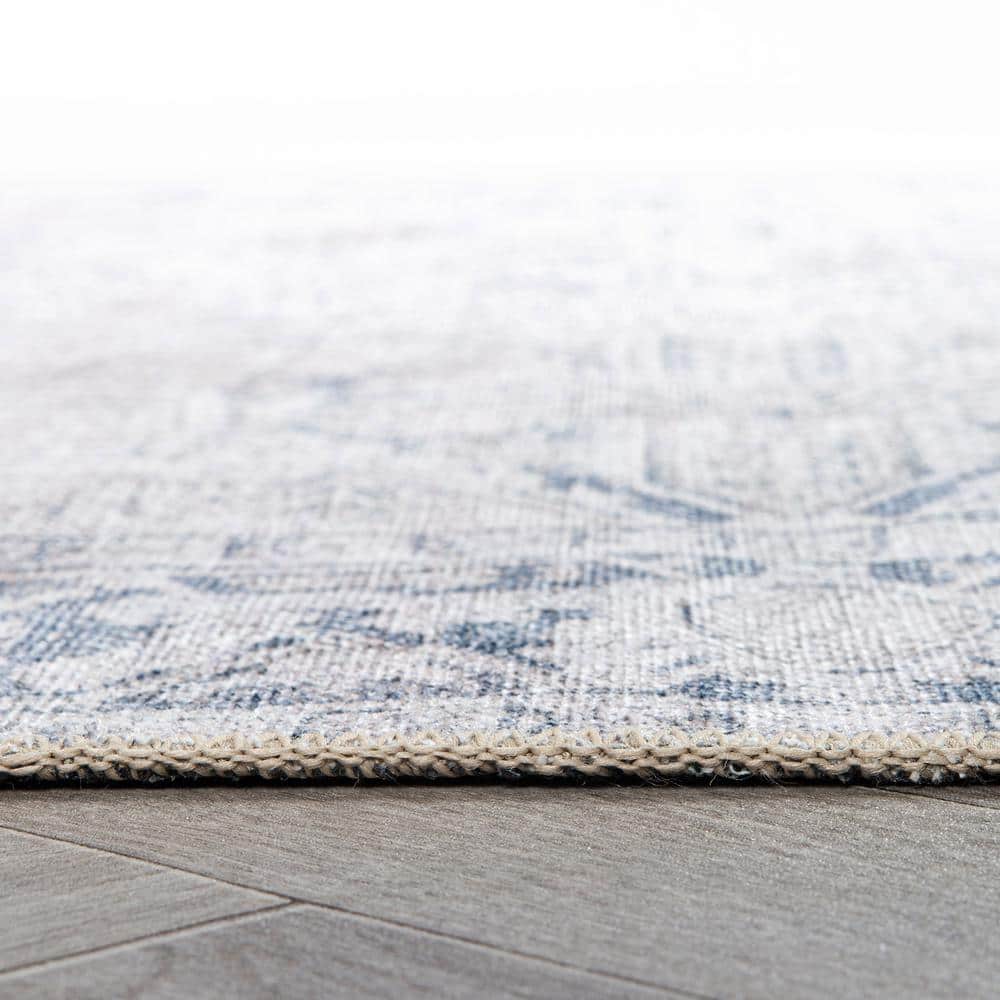 Amber Blue 2' x 3' Vintage Boho Medallion Machine Washable Non-Slip Area Rug