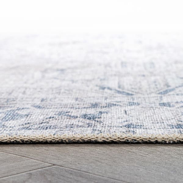Amber Blue 2 ft. 6 in. x 7 ft. Vintage Boho Medallion Machine Washable Non Slip Runner Rug
