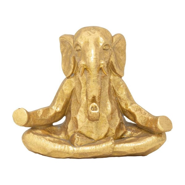 Liv & Skye Gold 8 in. x 6 in. Resin Meditating Elephant Figurine
