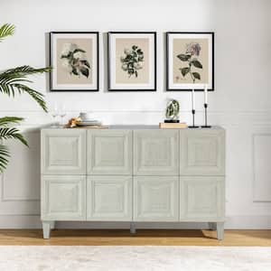 Belle White Wood 58'' Wide Sideboard with Two Adjustable Shelves and Block-patterned Door