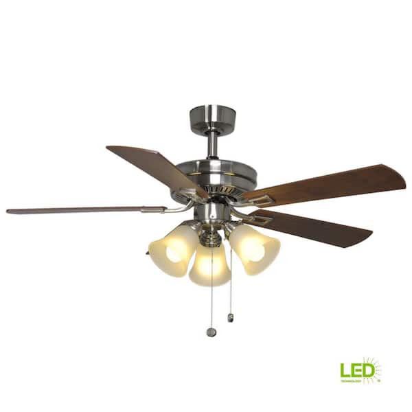 Hampton Bay Sinclair 44 in. Indoor Brushed Nickel Ceiling Fan with Light Kit