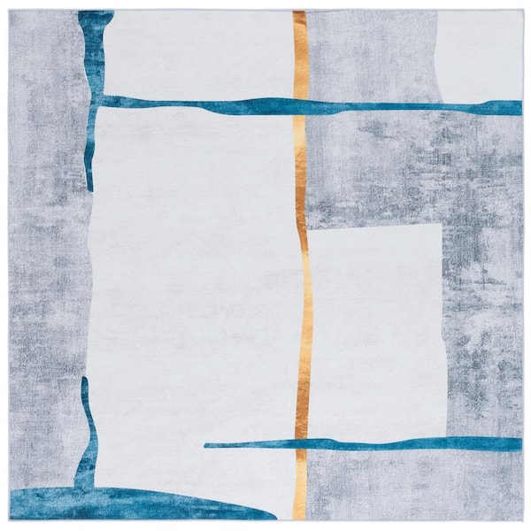 SAFAVIEH Malibu Gray/Light Gray 6 ft. x 6 ft. Machine Washable Geometric Abstract Square Area Rug