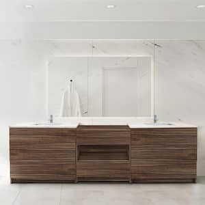 Element 102 in. W x 22 in. D x 35 in. H Double Sink Bath Vanity in Dark Walnut with Lyra White Quartz Top