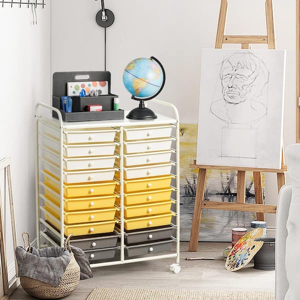 20-Drawer Plastic Rolling Trolley Mobile Storage Cart Storage Drawers Tools Scrapbook Paper Organizer