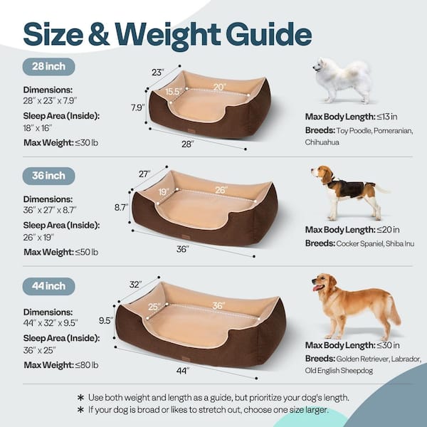 VIVOHOME 44 in. Large Orthopedic Brown Dog Bed with Dual-Layer