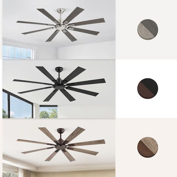 HINNIXY 65 in. Modern Indoor/Covered Outdoor Black 6-Speed Ceiling