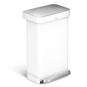 45 Liter Rectangular Step Trash Can with Liner Pocket, White Steel