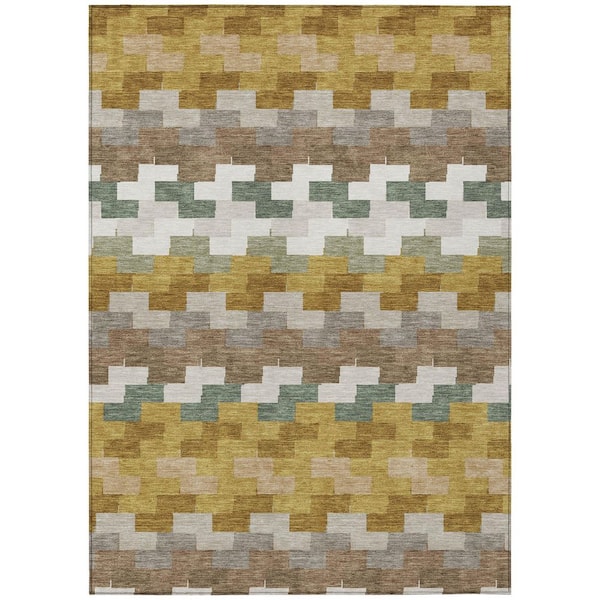 Chantille Machine Washable Indoor/Outdoor Abstract ACN3052 Walnut 8 ft. x 10 ft. Area Rug