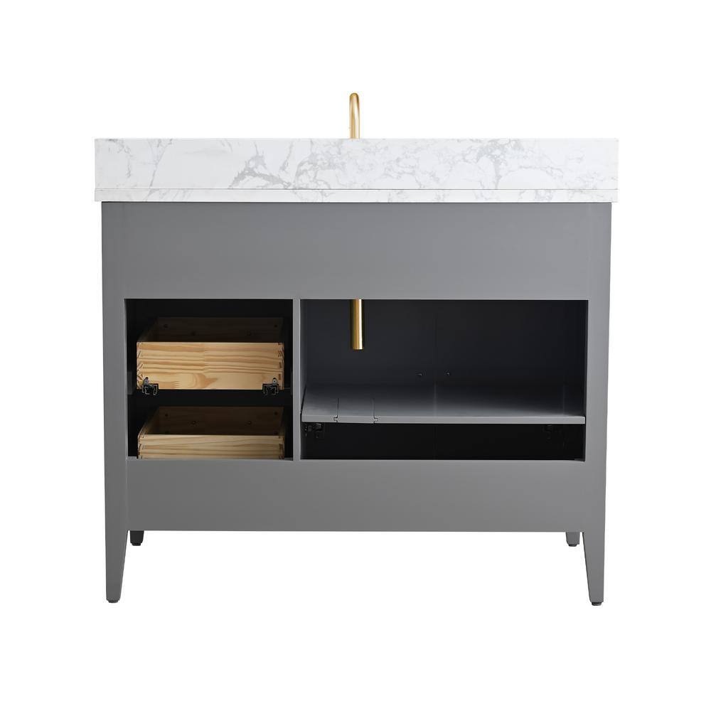 Cashmere Gray 42'' Single Bathroom Vanity with Engineered Marble Top