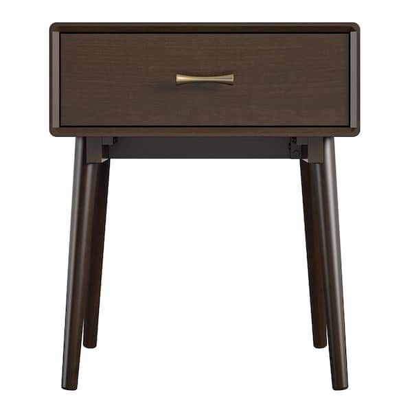 Novogratz Brittany 1-Drawer Walnut Nightstand