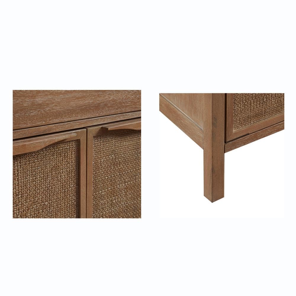 Natural Reclaimed Wood and Cane Webbing Accent Cabinet