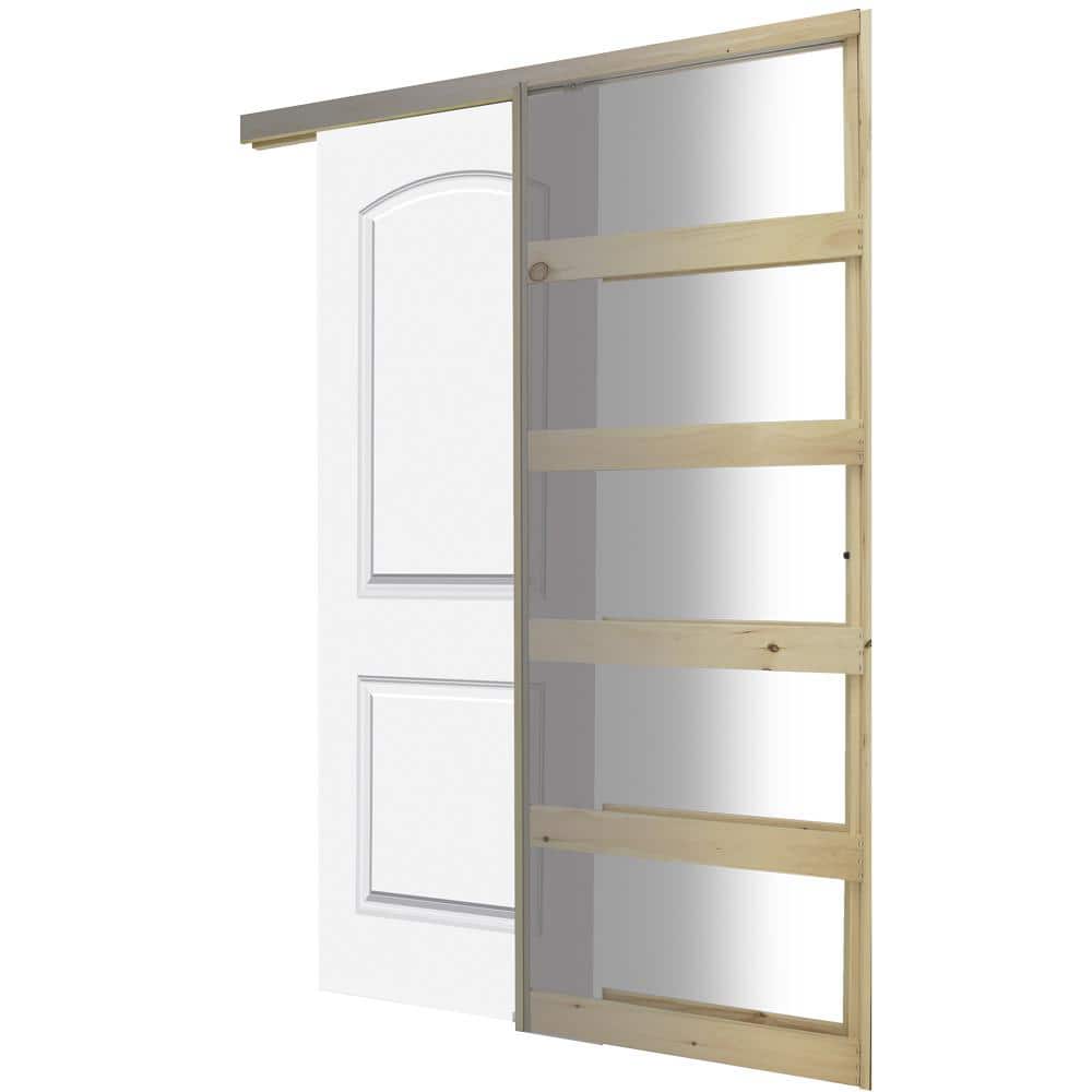 24 in. x 80 in. 2P Round Top No Bore SC White Primed Molded Interior Door Slab with Pocket Door Frame and Hardware Kit price history on PriceWatchPro
