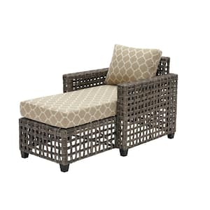 Briar Ridge Brown Wicker Outdoor Patio Chaise Lounge with CushionGuard Toffee Trellis Tan Cushions